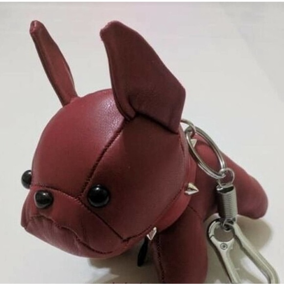 NWT French bulldog PU leather keychain w/ metal ring key ring - Picture 2 of 16